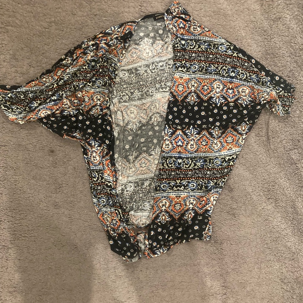 Poetry Multicolor Patterned Kimono